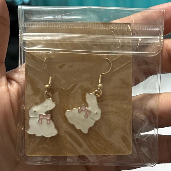 Handmade Other - White bunny rabbit earrings